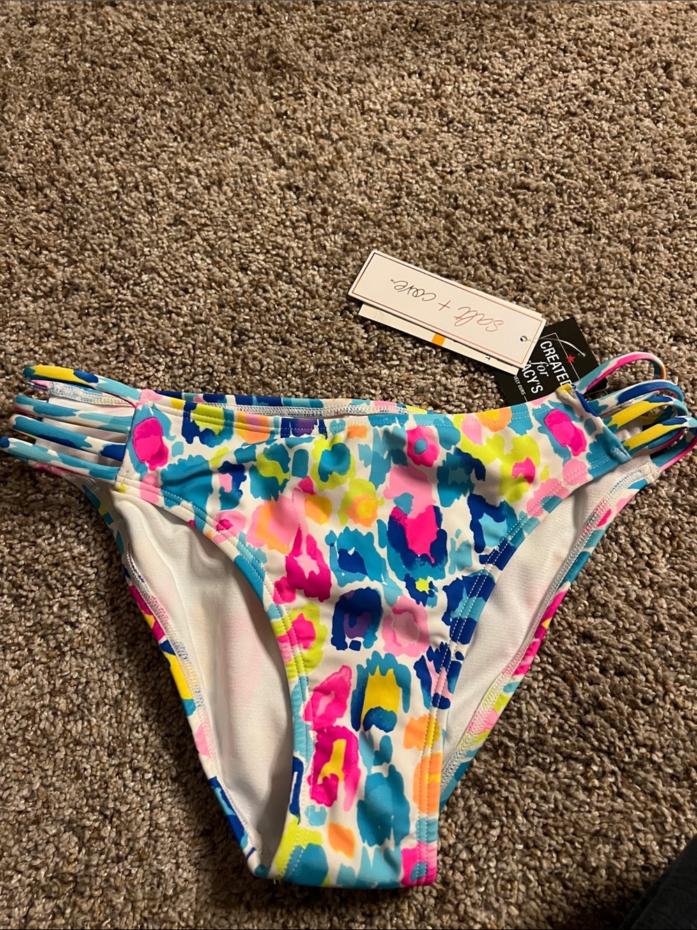 Cat & Jack Multicolor Leopard Print Bikini Bottoms - Blue, Pink, Yellow
